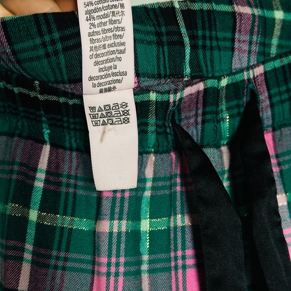 Victoria’s Secret Plaid Flannel Pajama Set Cotton Modal Loungecore M Pink Green - Picture 7 of 11